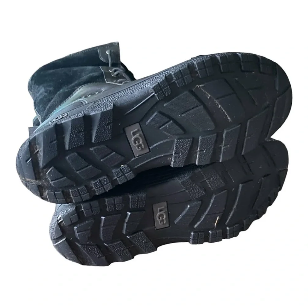 UGG 1116152K Butte II Toggle Tall Black Leather Waterproof Snow Boots Kids 4